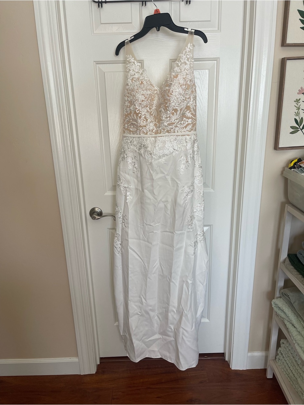 Lace Appliqué A-Line Wedding Gown in Ivory - Picture 10 of 12